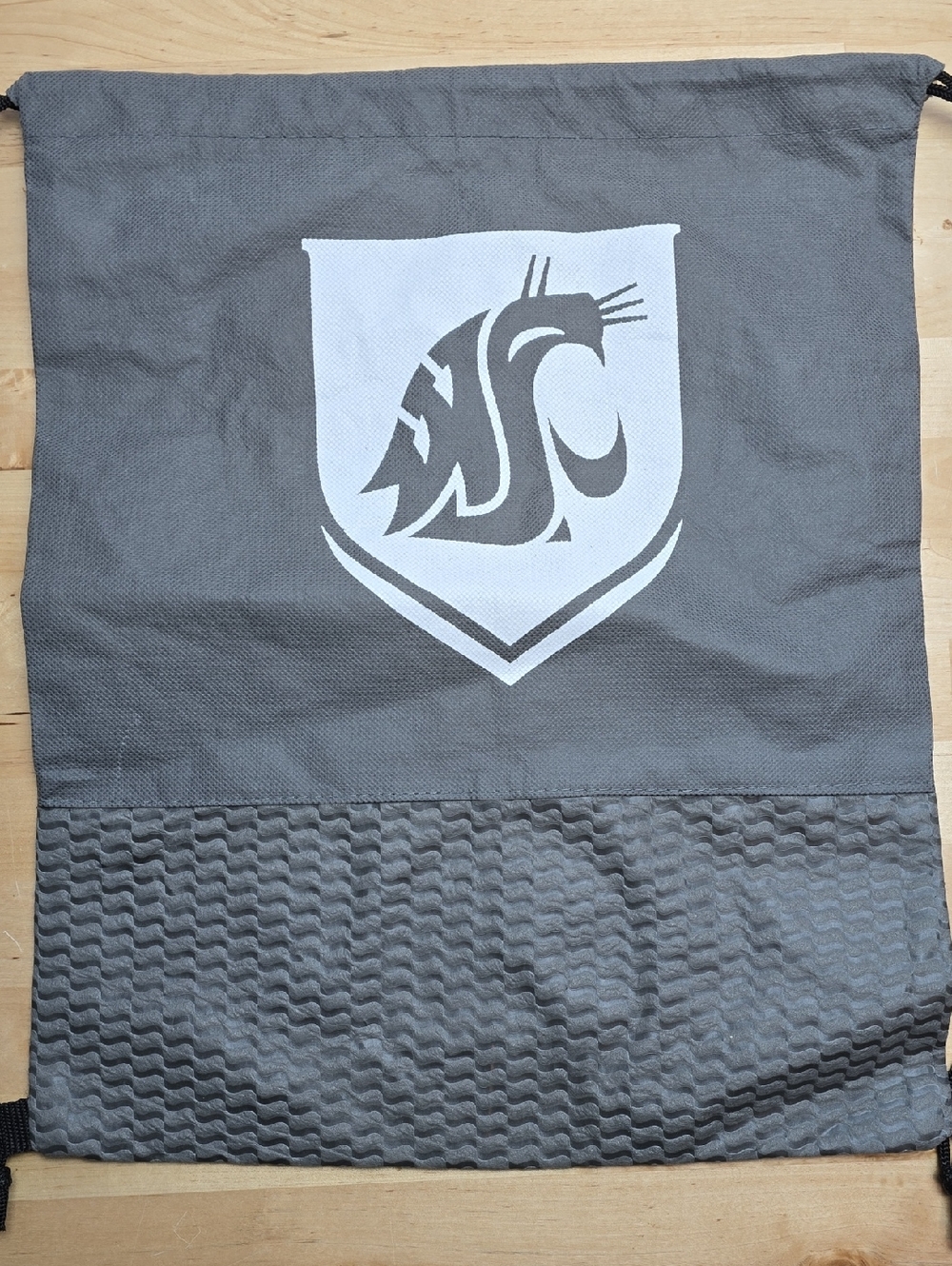 Gray Drawstring Bag Backpack with White WSU Cougars Logo